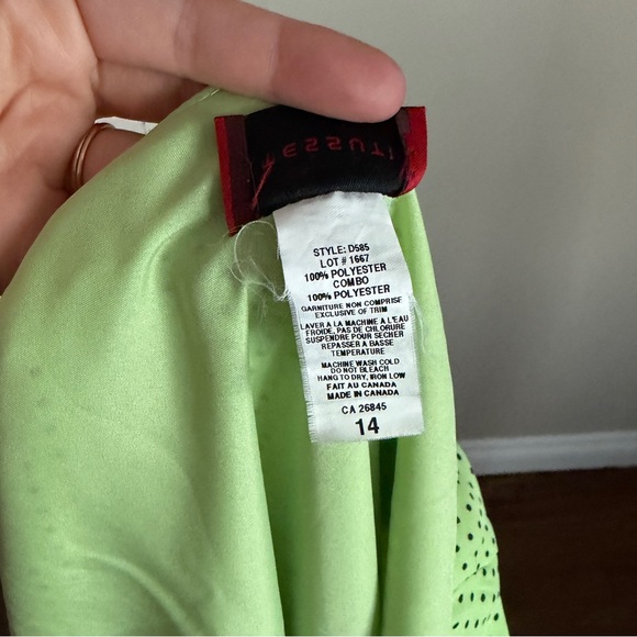 Tessuti vintage sleeveless green with black polka dot midi wedding guest dress - Picture 9 of 9